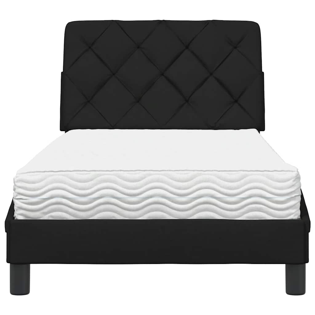 Bett mit Matratze Schwarz 90x200 cm Stoff