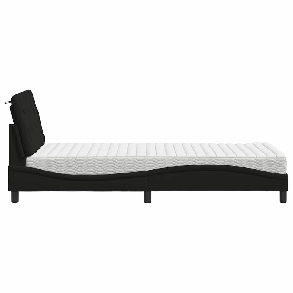 Bett mit Matratze Schwarz 90x200 cm Stoff