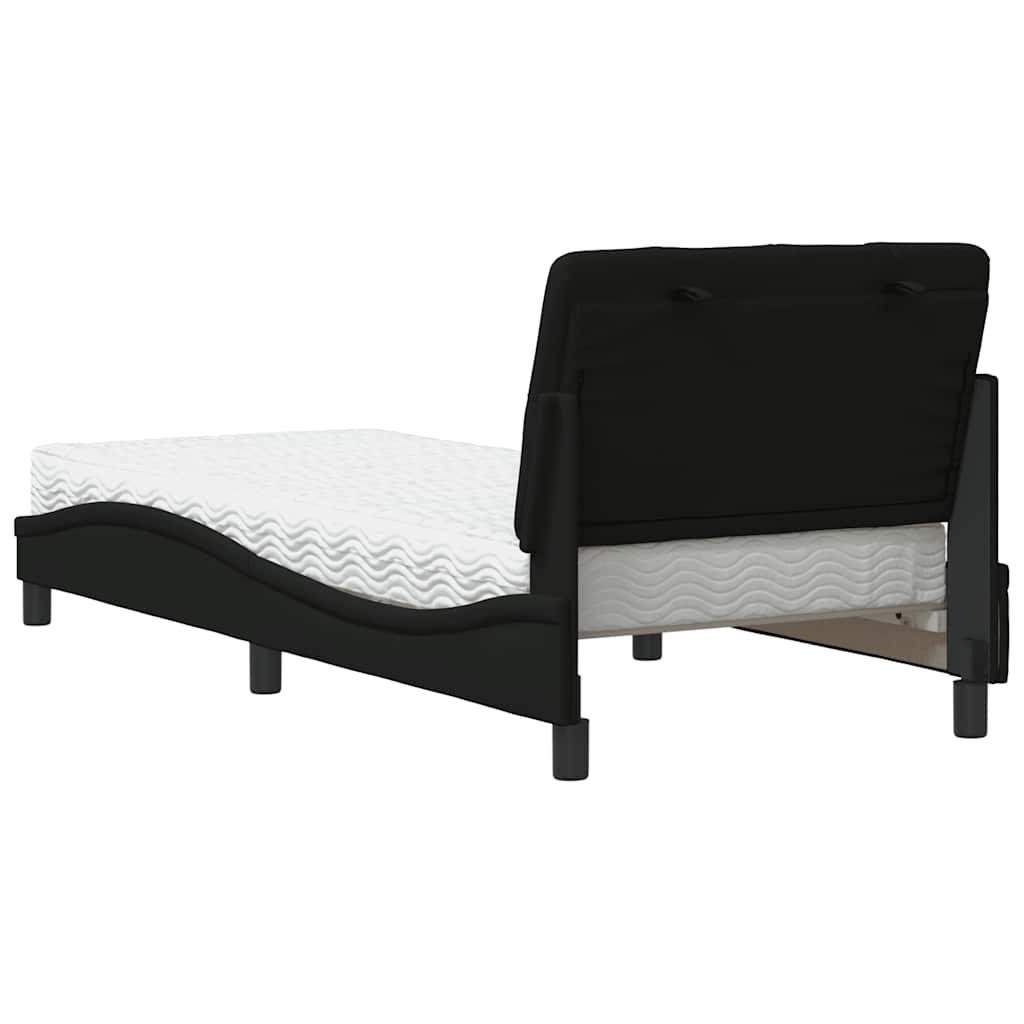 Bett mit Matratze Schwarz 90x200 cm Stoff