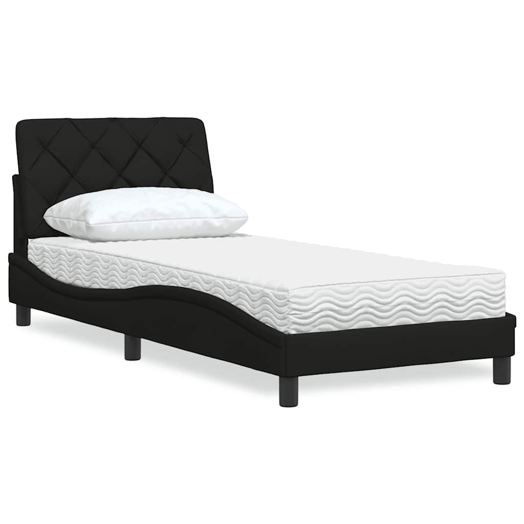 Bett mit Matratze Schwarz 90x200 cm Stoff