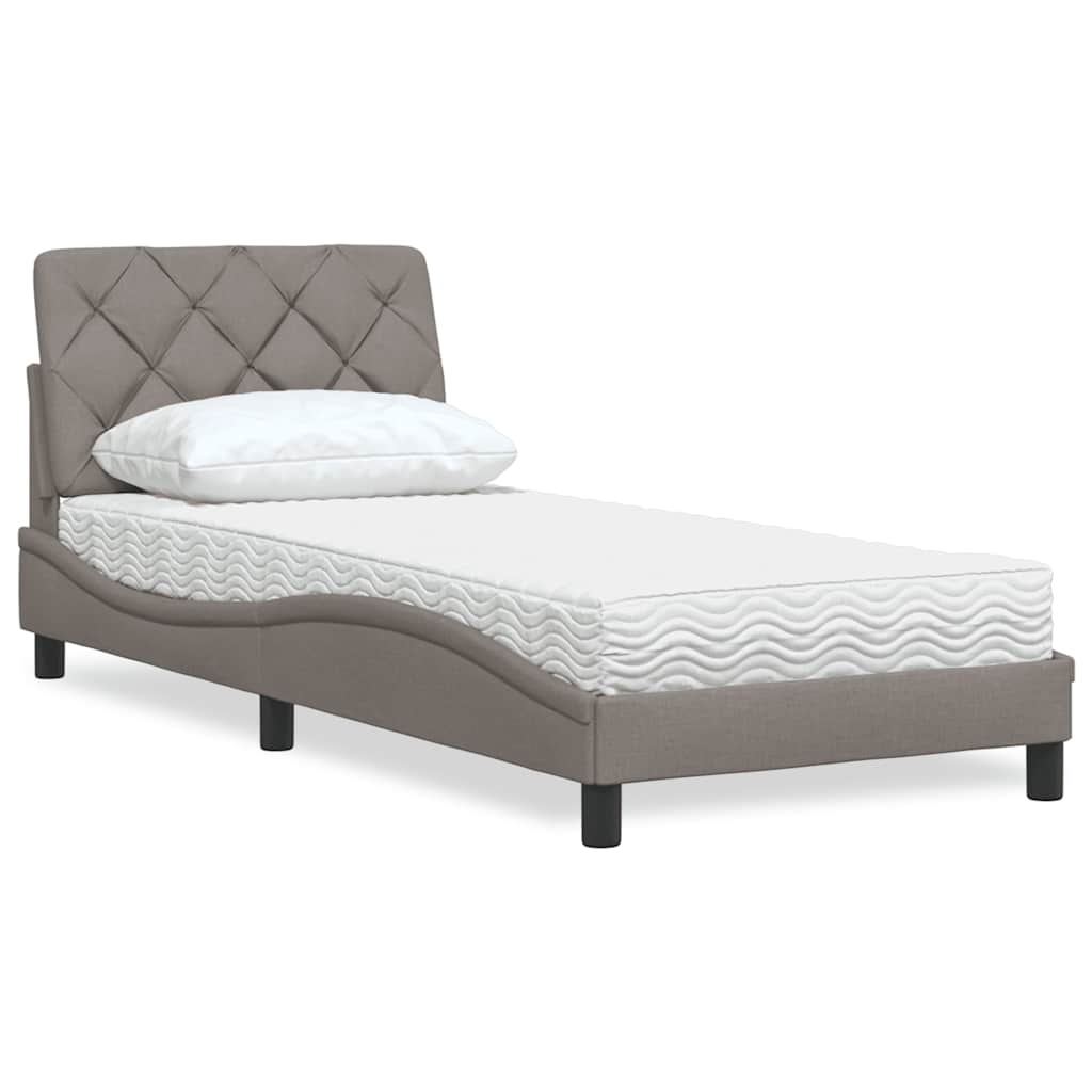 Bett mit Matratze Taupe 90x200 cm Stoff
