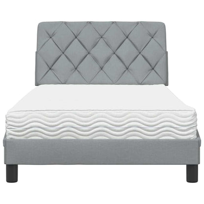 Bett mit Matratze Hellgrau 100x200 cm Stoff