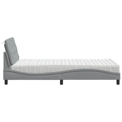 Bett mit Matratze Hellgrau 100x200 cm Stoff