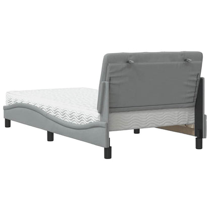 Bett mit Matratze Hellgrau 100x200 cm Stoff