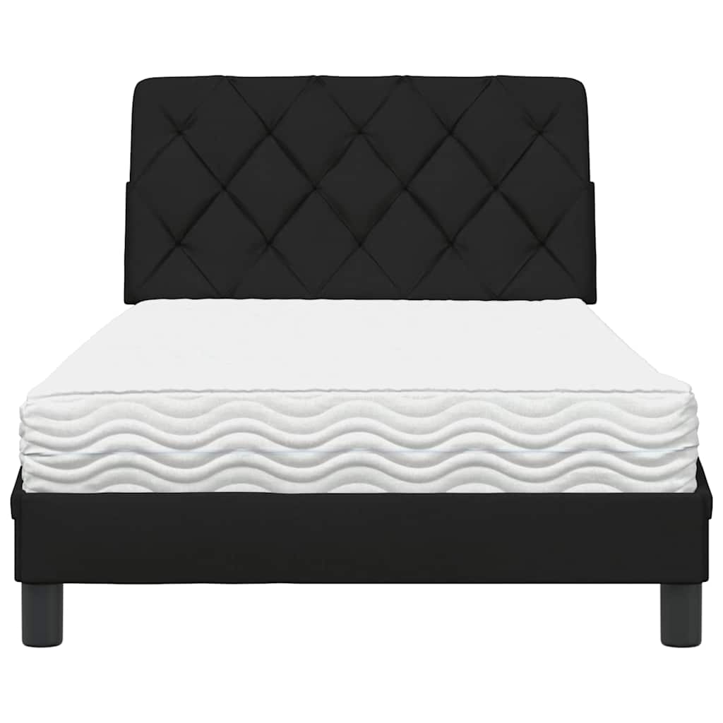 Bed with mattress black 100x200 cm fabric