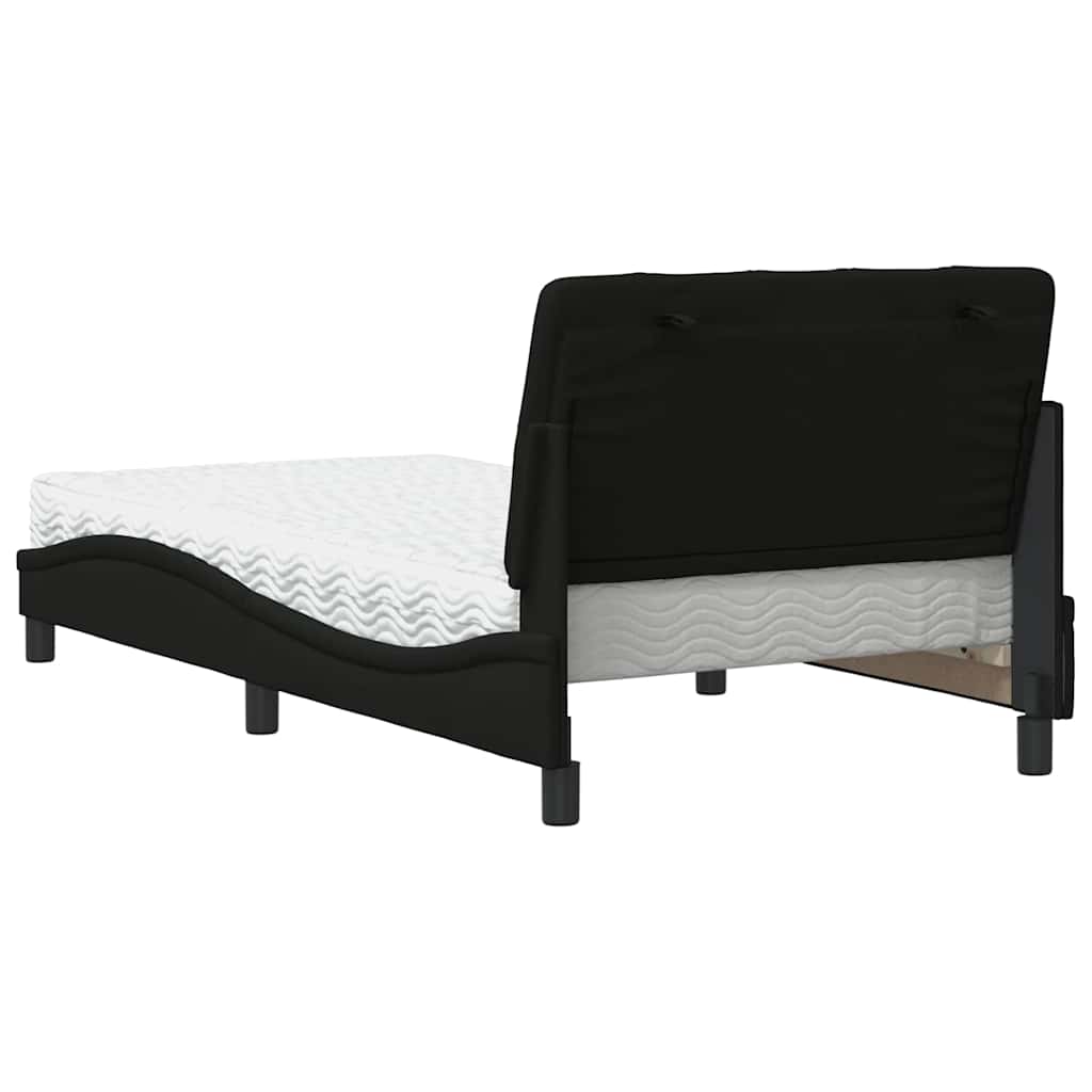 Bed with mattress black 100x200 cm fabric