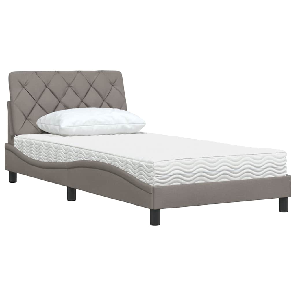 Bed with mattress taupe 100x200 cm fabric
