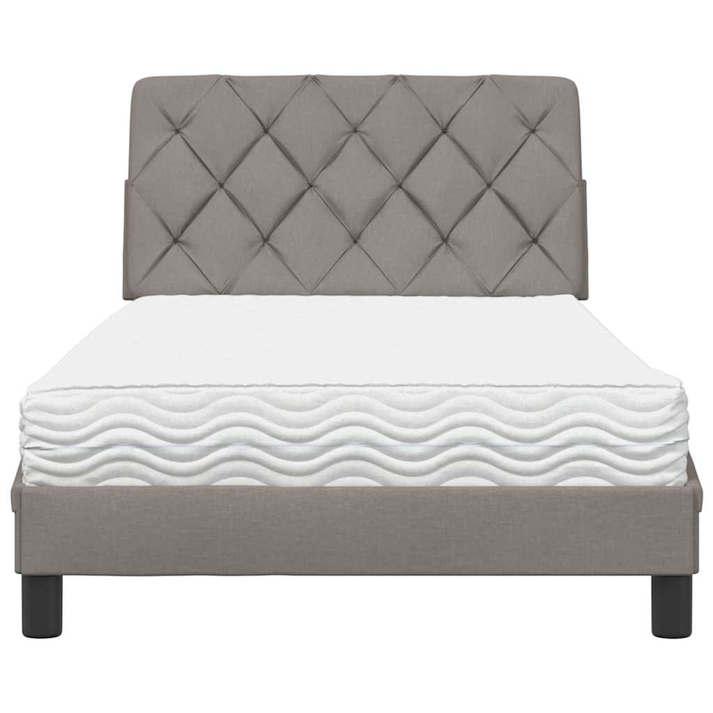 Bed with mattress taupe 100x200 cm fabric
