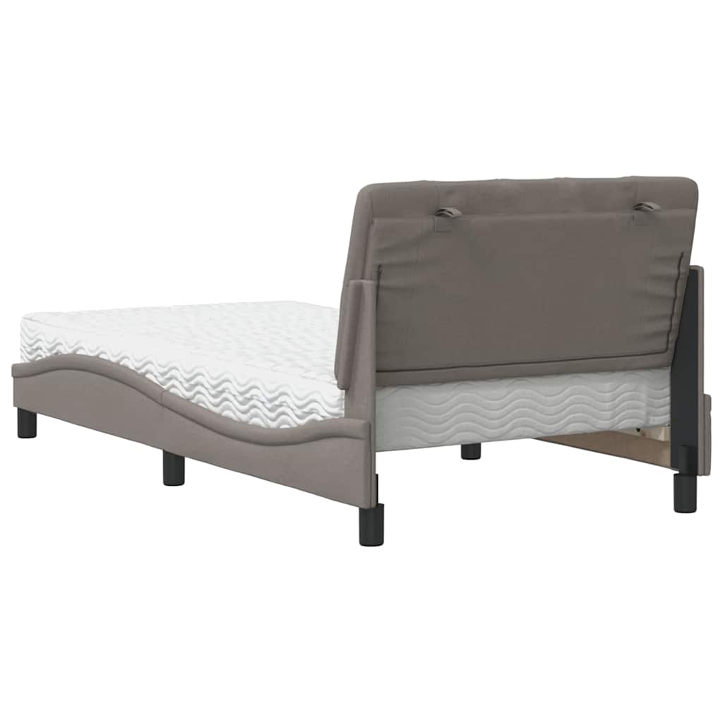 Bed with mattress taupe 100x200 cm fabric
