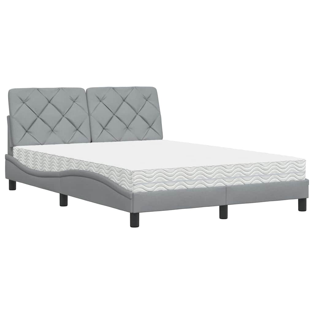 Bett mit Matratze Hellgrau 120x200 cm Stoff