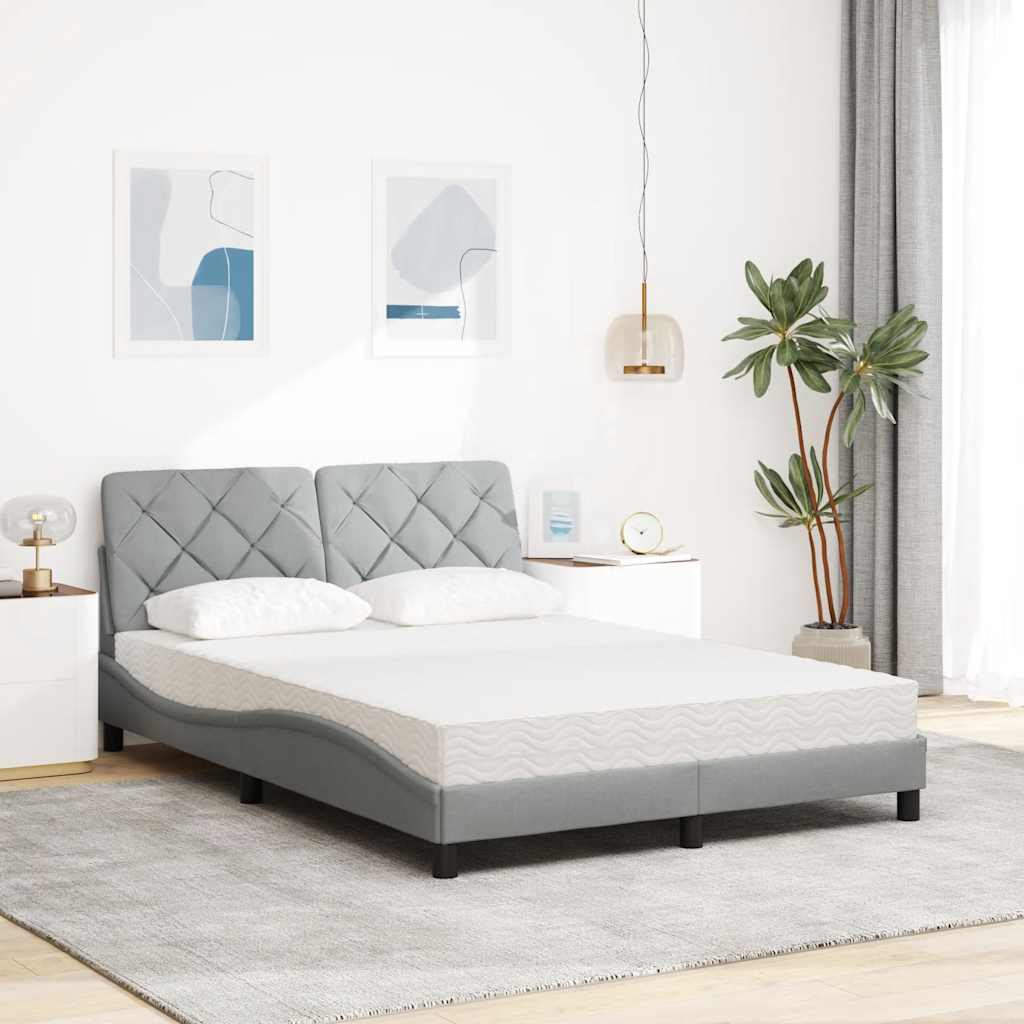 Bett mit Matratze Hellgrau 120x200 cm Stoff