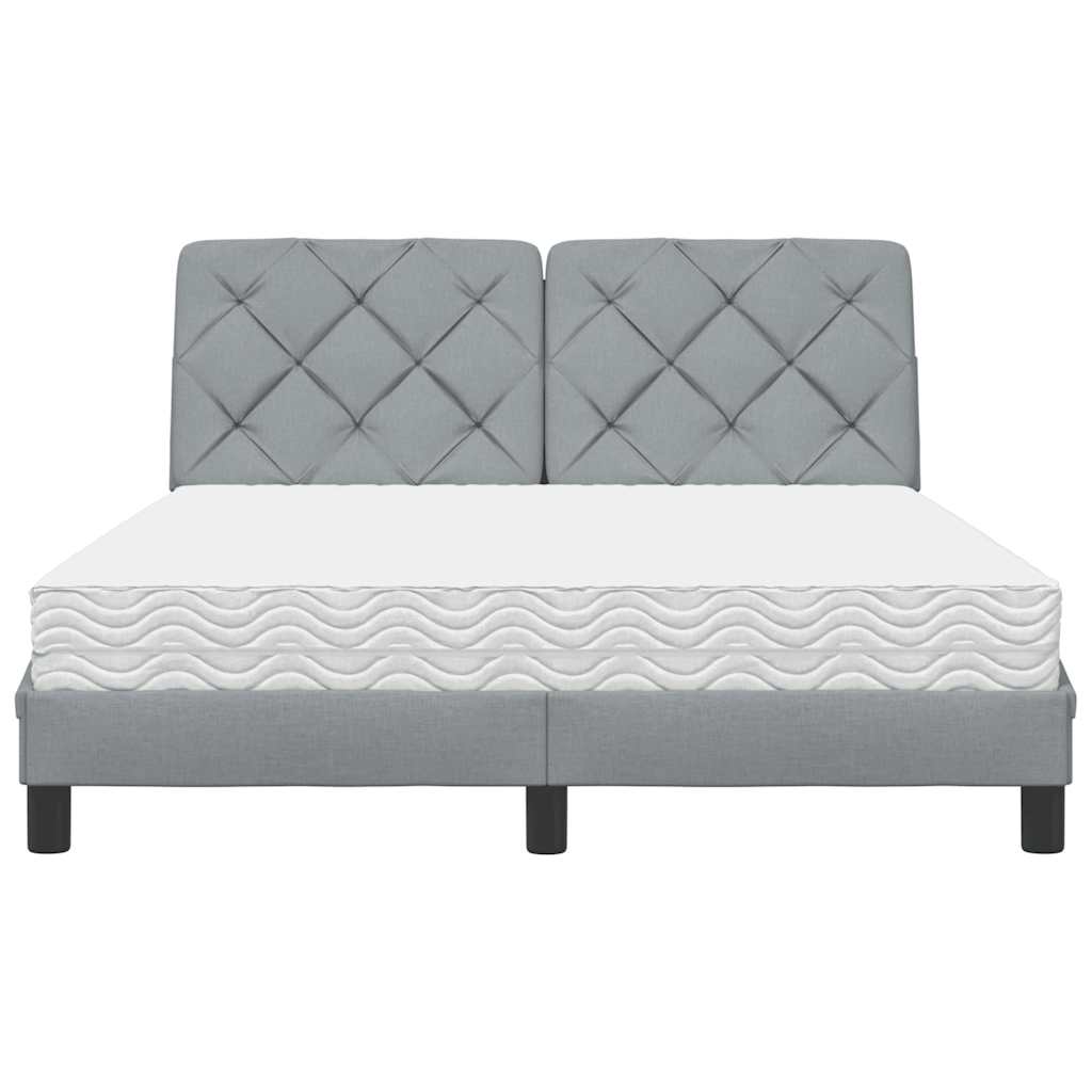 Bett mit Matratze Hellgrau 120x200 cm Stoff