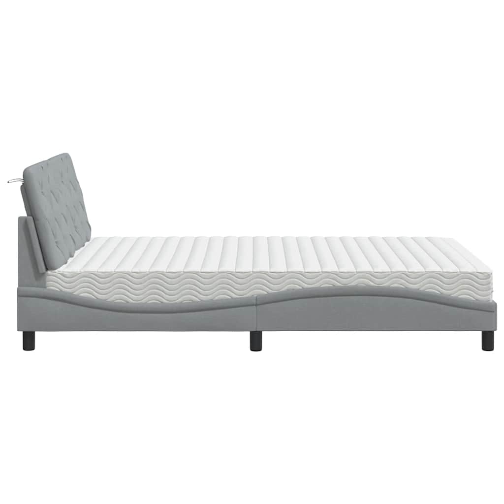 Bett mit Matratze Hellgrau 120x200 cm Stoff