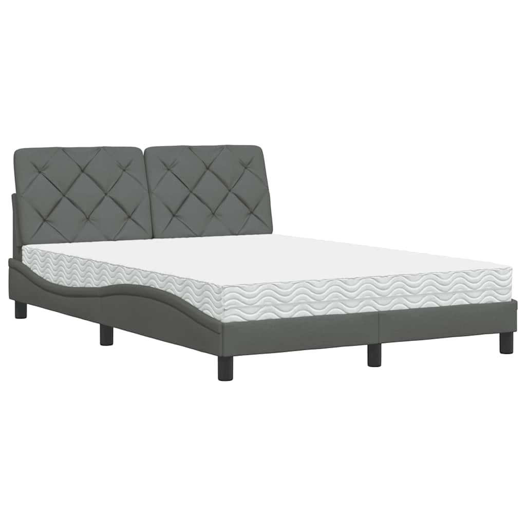 Bett mit Matratze Dunkelgrau 120x200 cm Stoff