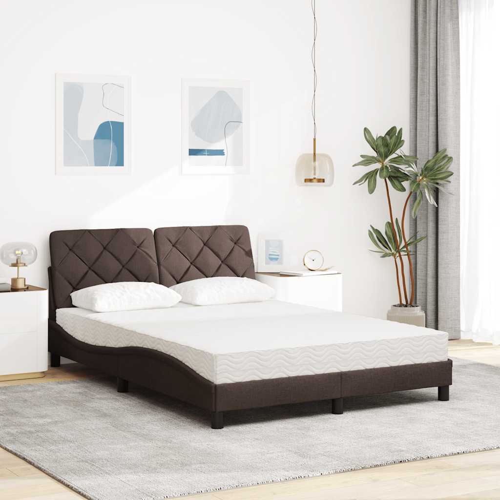 Bett mit Matratze Dunkelbraun 120x200 cm Stoff