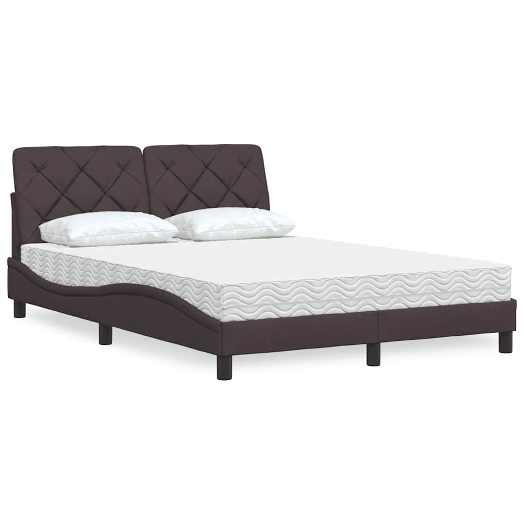 Bett mit Matratze Dunkelbraun 120x200 cm Stoff
