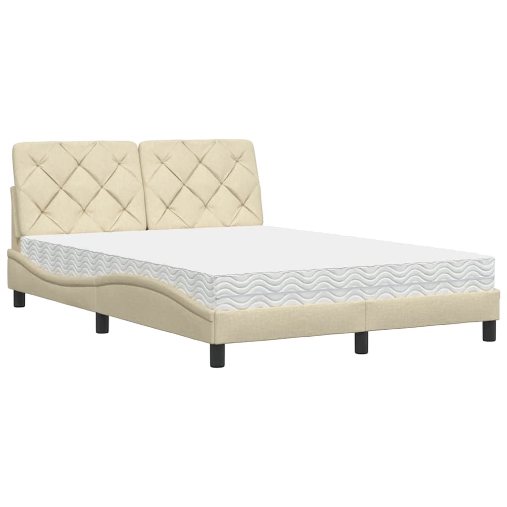 Bett mit Matratze Creme 120x200 cm Stoff