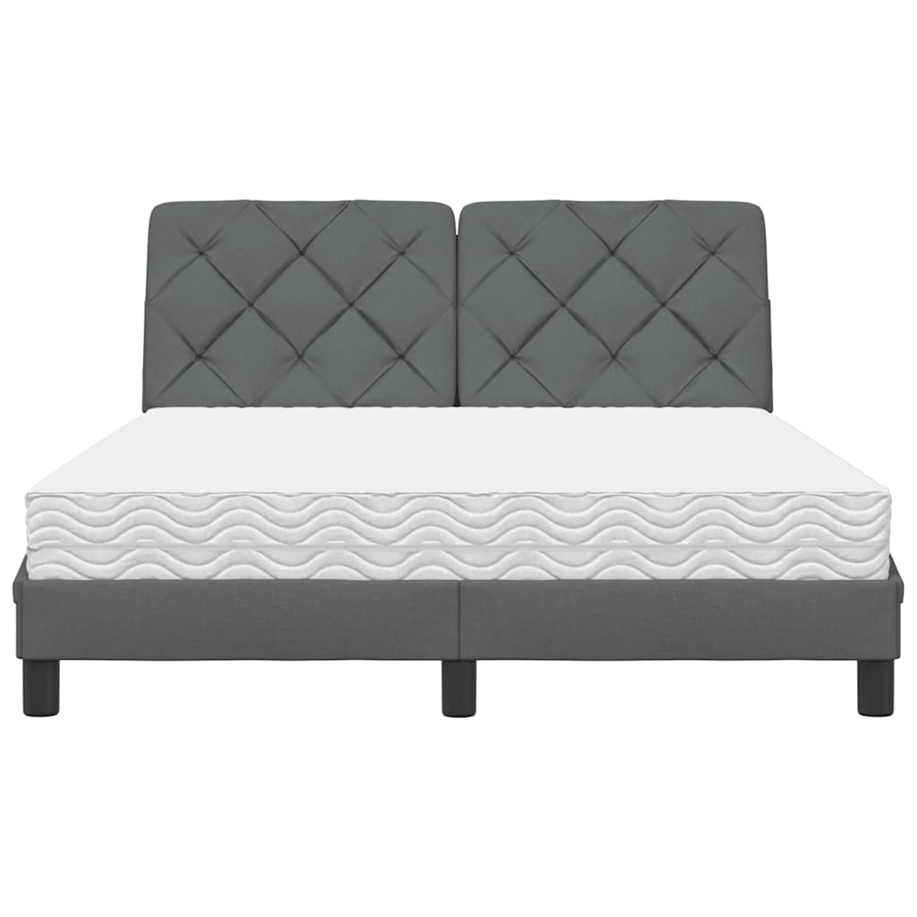 Bett mit Matratze Dunkelgrau 140x190 cm Stoff