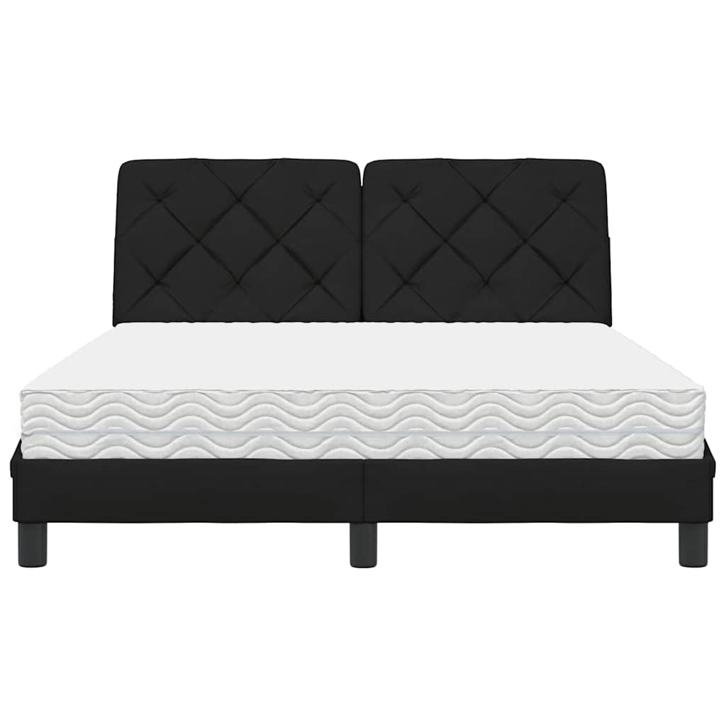 Bett mit Matratze Schwarz 140x190 cm Stoff