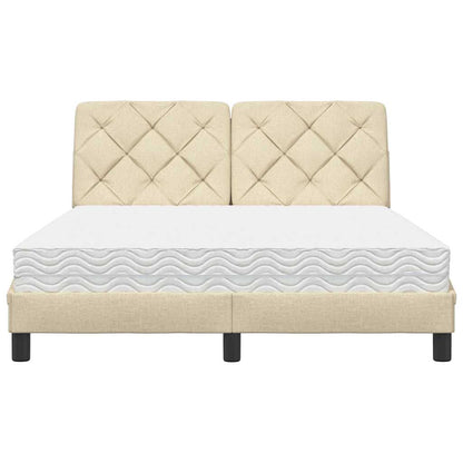 Bett mit Matratze Creme 140x190 cm Stoff