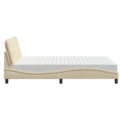 Bett mit Matratze Creme 140x190 cm Stoff