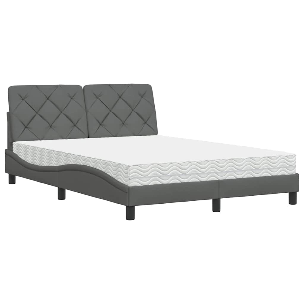 Bett mit Matratze Dunkelgrau 140x200 cm Stoff