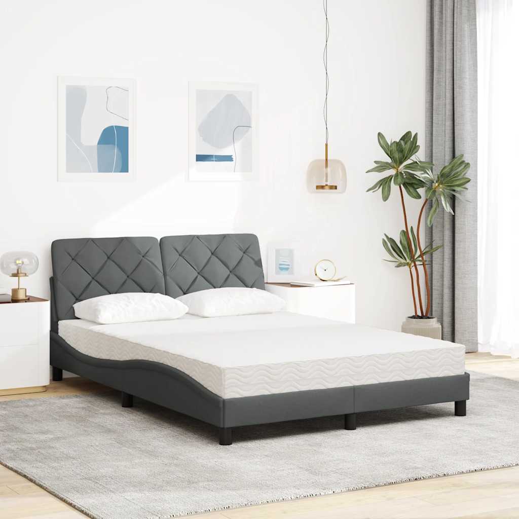 Bett mit Matratze Dunkelgrau 140x200 cm Stoff
