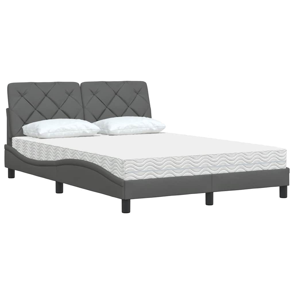 Bett mit Matratze Dunkelgrau 140x200 cm Stoff