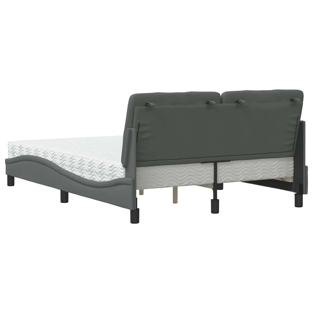Bett mit Matratze Dunkelgrau 140x200 cm Stoff