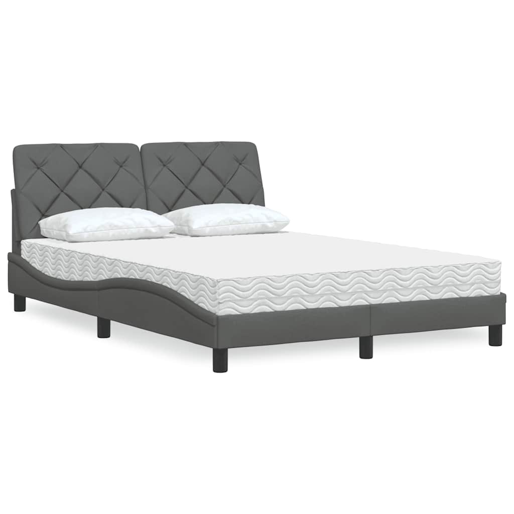 Bett mit Matratze Dunkelgrau 140x200 cm Stoff