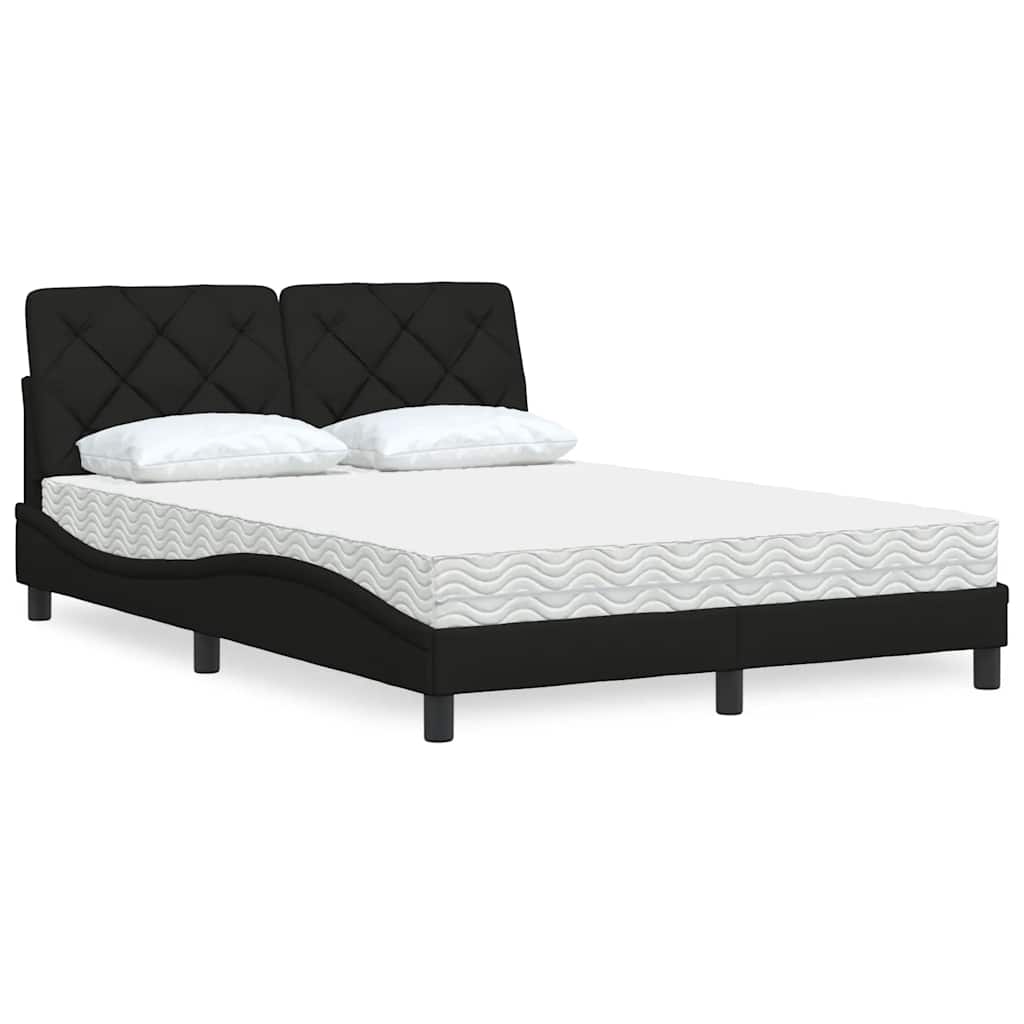 Bett mit Matratze Schwarz 140x200 cm Stoff