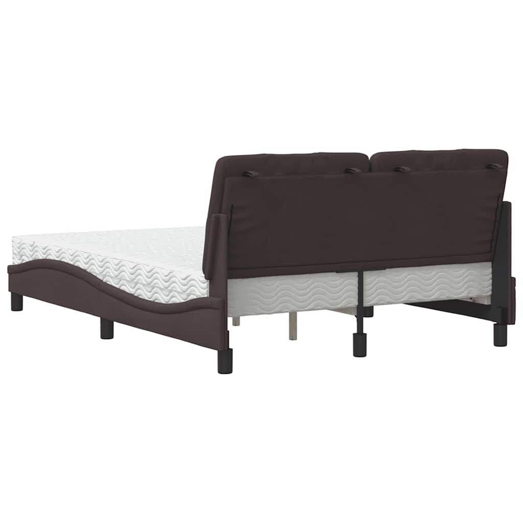 Bett mit Matratze Dunkelbraun 140x200 cm Stoff