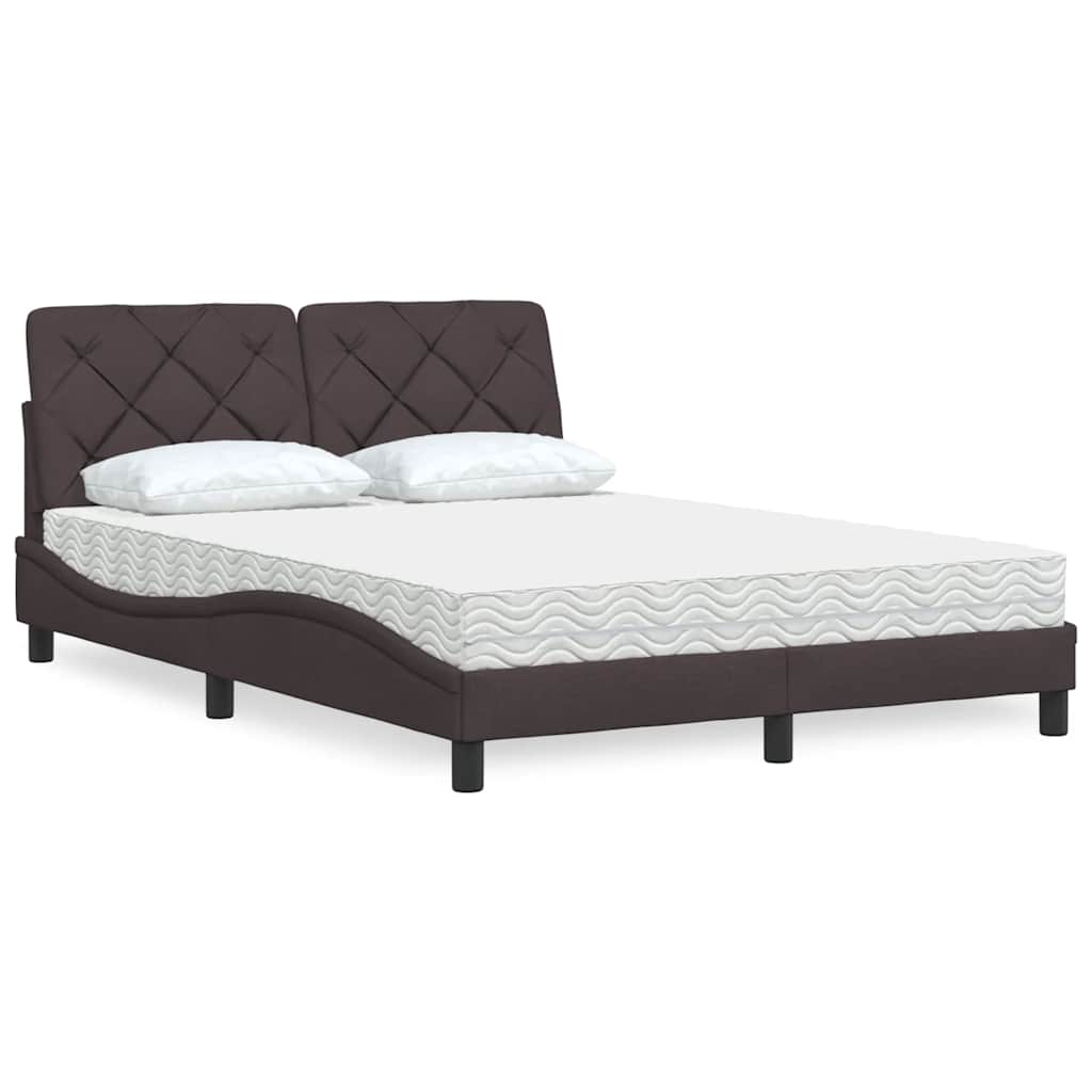 Bett mit Matratze Dunkelbraun 140x200 cm Stoff