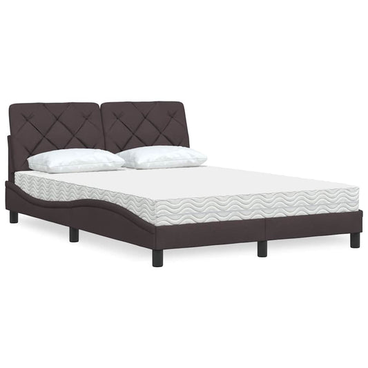 Bett mit Matratze Dunkelbraun 140x200 cm Stoff