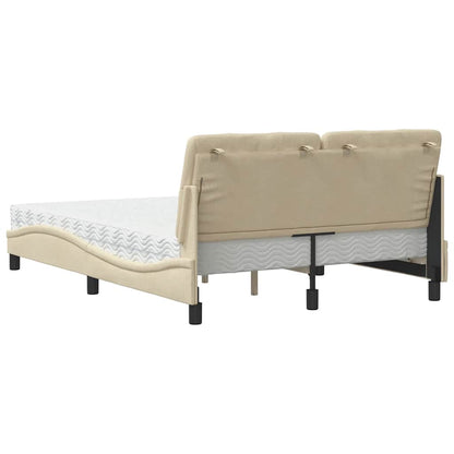 Bett mit Matratze Creme 140x200 cm Stoff