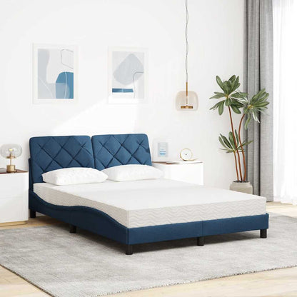 Bett mit Matratze Blau 140x200 cm Stoff