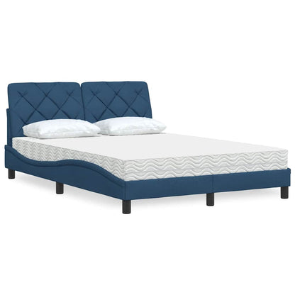 Bett mit Matratze Blau 140x200 cm Stoff