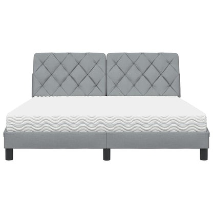 Bett mit Matratze Hellgrau 160x200 cm Stoff
