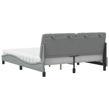 Bett mit Matratze Hellgrau 160x200 cm Stoff