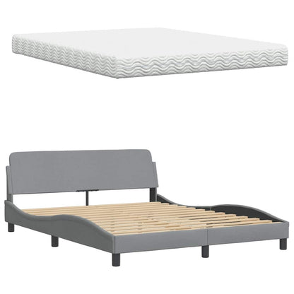 Bett mit Matratze Hellgrau 160x200 cm Stoff