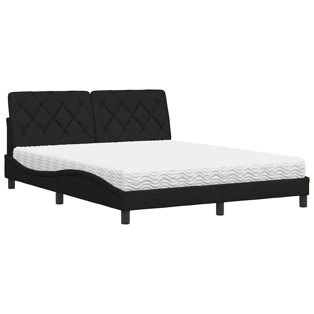 Bett mit Matratze Schwarz 160x200 cm Stoff