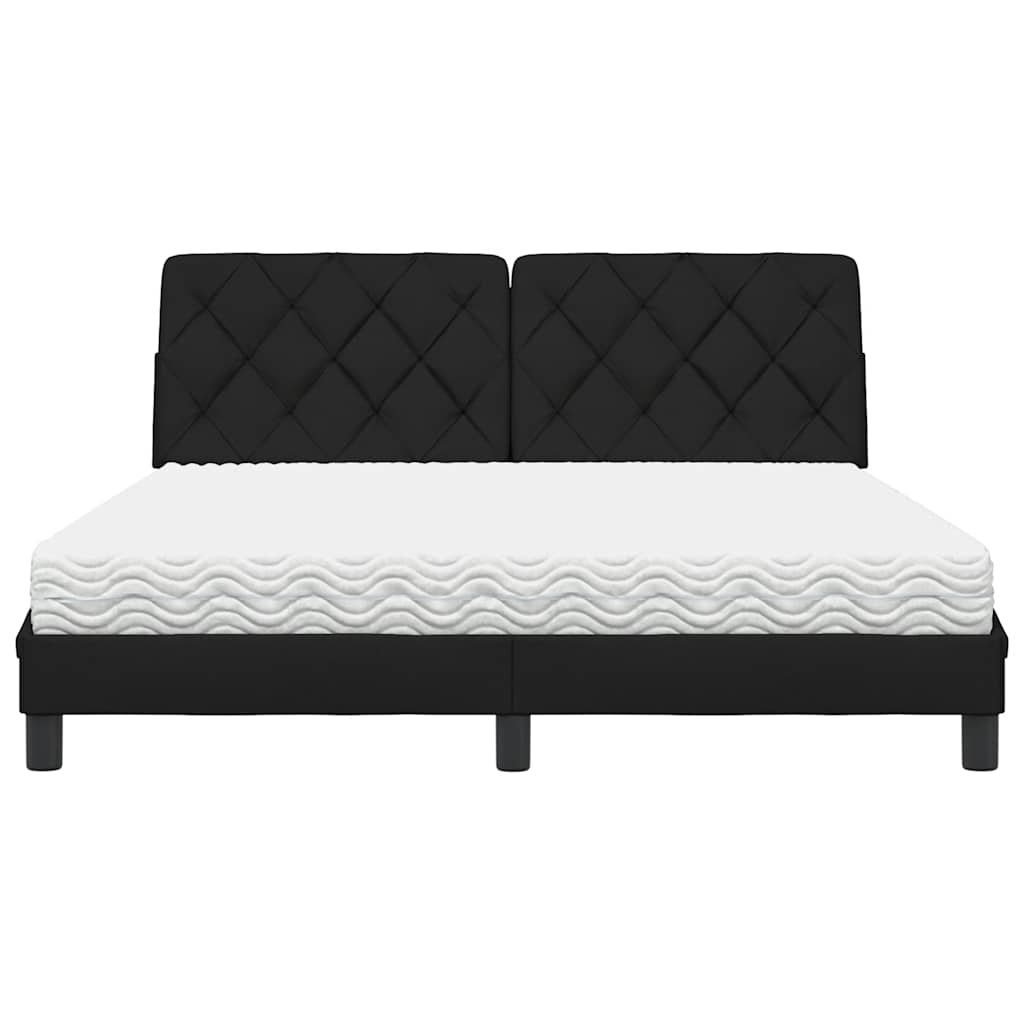 Bett mit Matratze Schwarz 160x200 cm Stoff