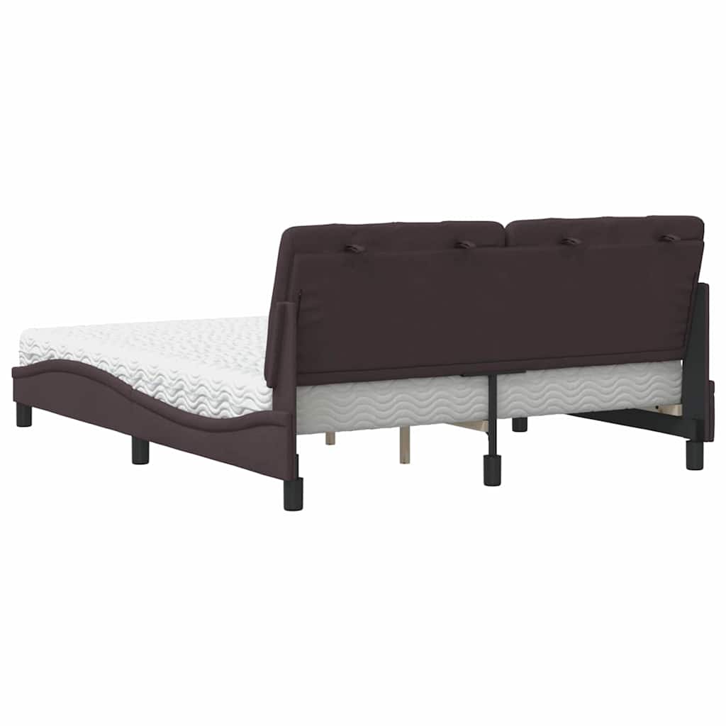 Bed with mattress dark brown 160x200 cm fabric