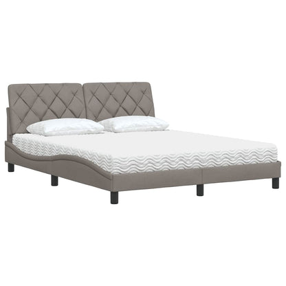 Bett mit Matratze Taupe 160x200 cm Stoff