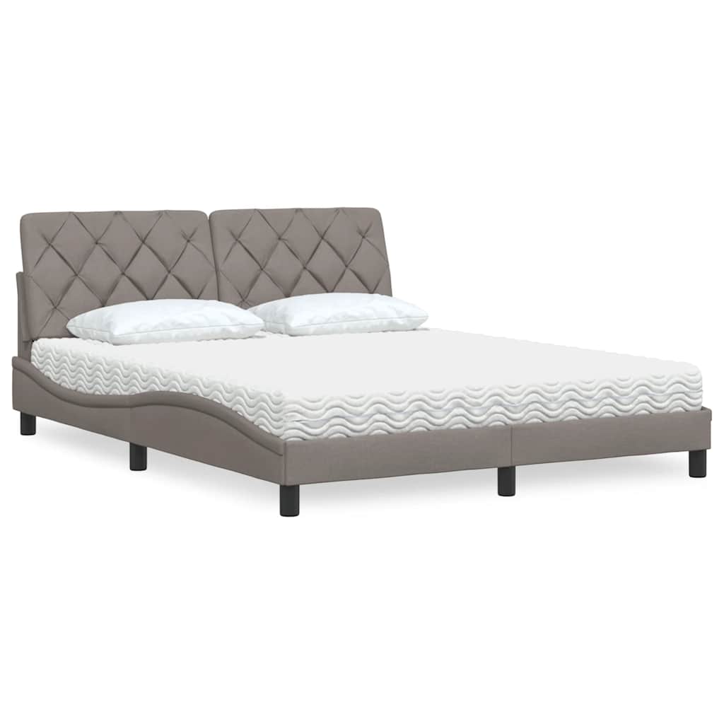 Bett mit Matratze Taupe 160x200 cm Stoff