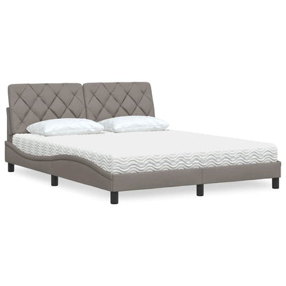 Bett mit Matratze Taupe 160x200 cm Stoff