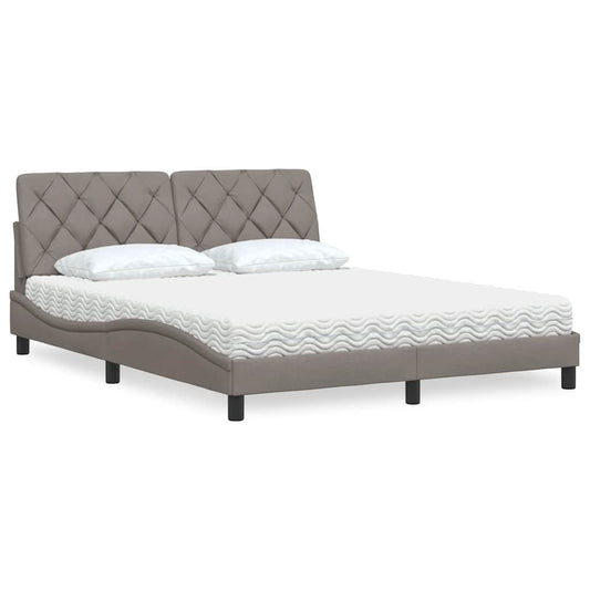 Bett mit Matratze Taupe 160x200 cm Stoff