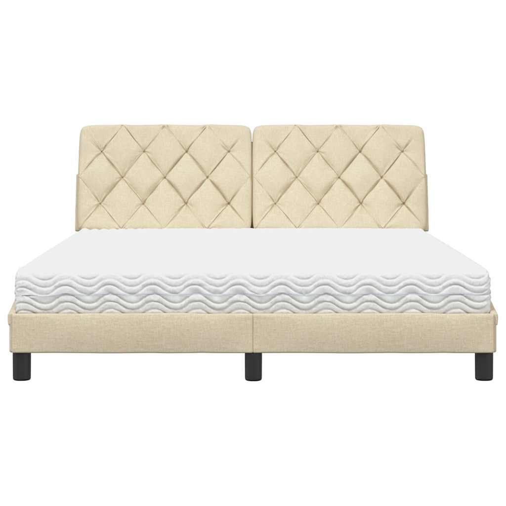 Bett mit Matratze Creme 160x200 cm Stoff