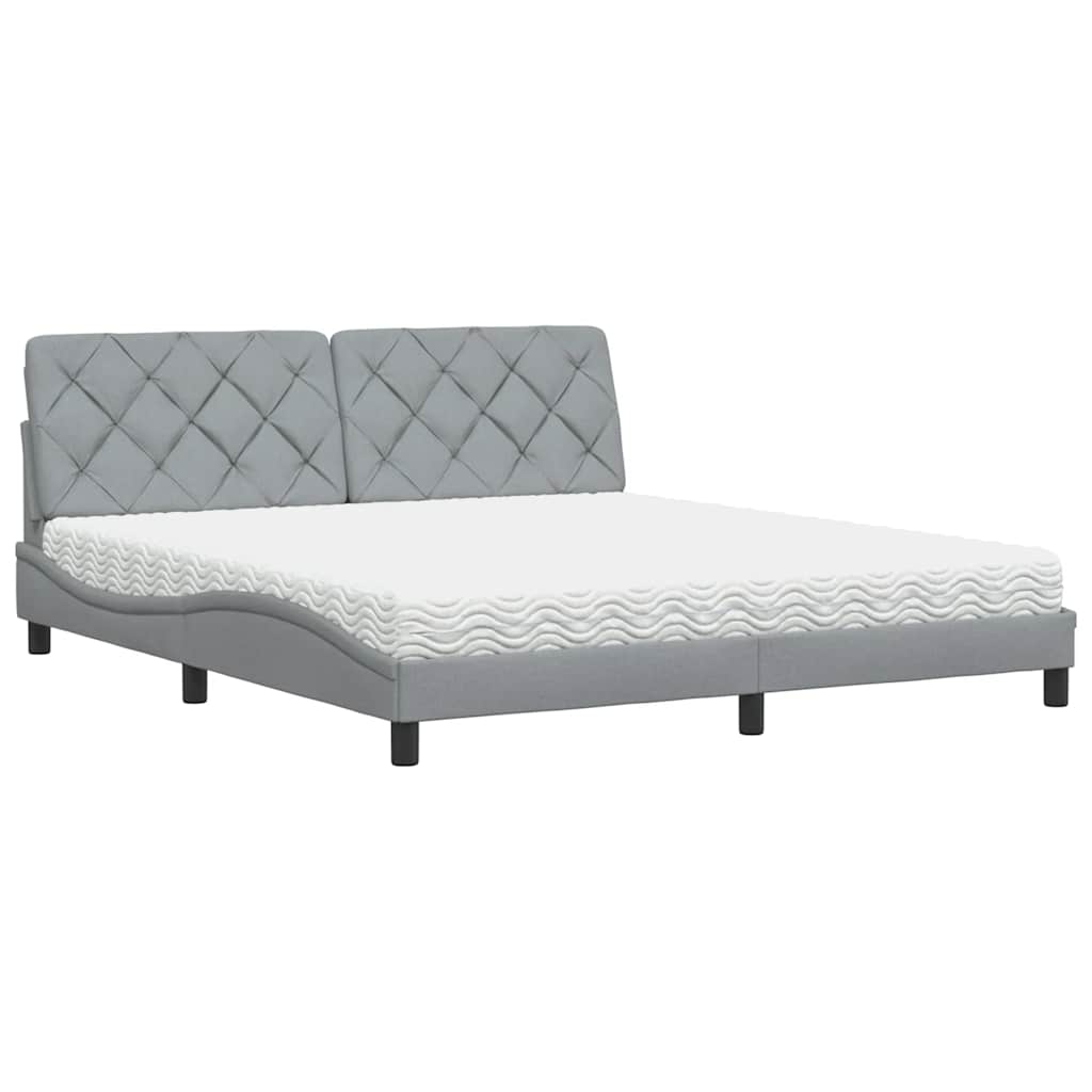 Bett mit Matratze Hellgrau 180x200 cm Stoff