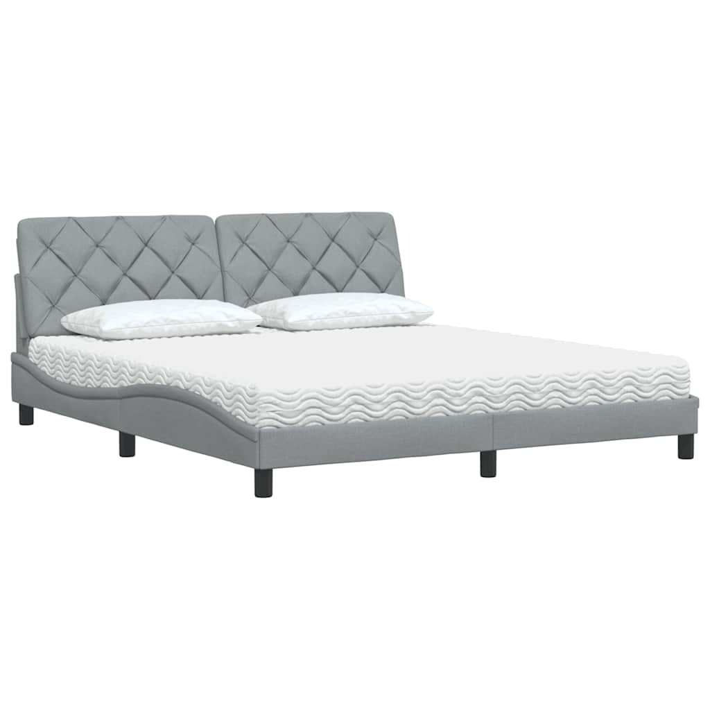 Bett mit Matratze Hellgrau 180x200 cm Stoff